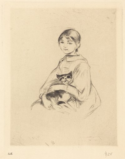 Liten flicka med katt av Berthe Morisot