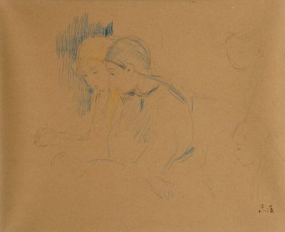 Porträtt av unga flickor (färgade kritor och penna) av Berthe Morisot