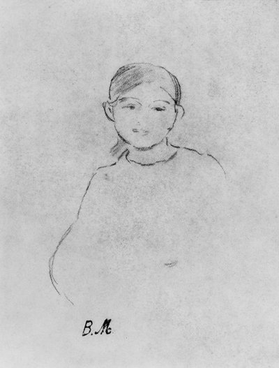 Porträtt av en ung flicka, 1887 (svart bly på papper) av Berthe Morisot