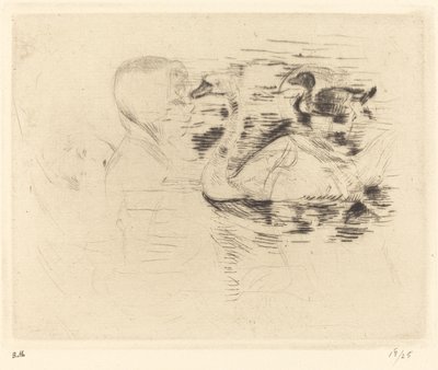 Svanar vid stillastående vatten av Berthe Morisot