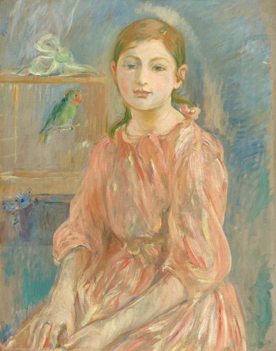Konstnärens dotter med en parakit, 1890. av Berthe Morisot