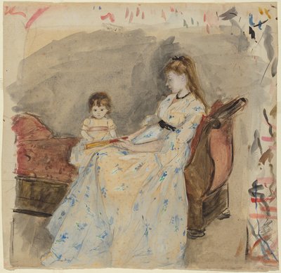 Konstnärens syster, Edma, med sin dotter, Jeanne av Berthe Morisot