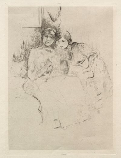 Teckningslektionen (Berthe Morisot teckning med sin dotter) av Berthe Morisot
