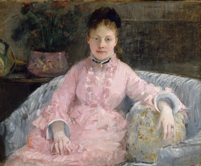 Den rosa klänningen, ca 1870 (olja på duk) av Berthe Morisot
