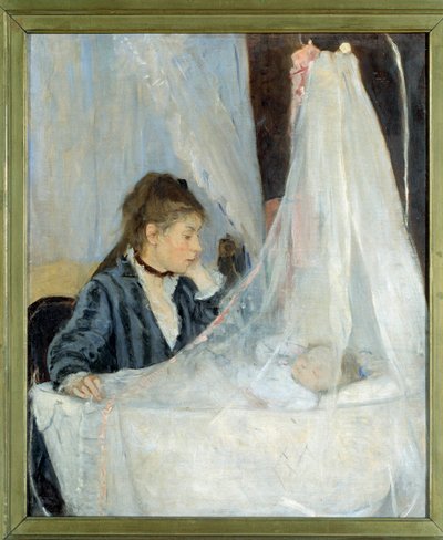 Vaggan Representation av konstnärens syster, Edma, vakar över sin dotters sömn, Blanche - Målning av Berthe Morisot (1841-1895) 1872. Dim. 0,56 x 0,46 m - Paris, musee d