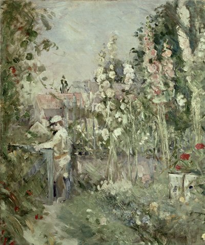 Ung pojke i stockrosorna av Berthe Morisot