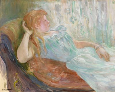 Ung kvinna på en soffa av Berthe Morisot