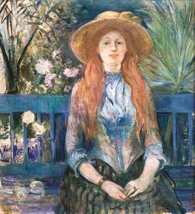 Ung flicka i en park,1888 (olja på duk) av Berthe Morisot