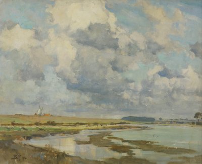 Moln över Orwell (olja på duk) av Bertram Priestman