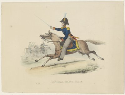 Belgisk generalmajor, 1830 Belgisk generalmajor (titel på objekt) Belgiska dräkter: antika och moderna, militära, civila och religiösa, 1830 (serietitel) av Bertrand