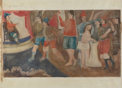 Korsets station nr 1: Jesus är dömd till döden, ca. 1936. av Beulah Bradleigh