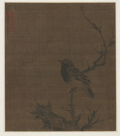Sovande fågel på en Prunus-gren, 1400-talet. av Bian Wenjin