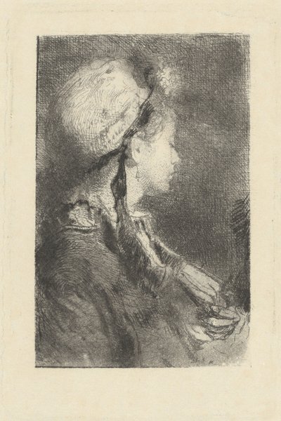 Konstnärens fru i profil mot höger, ca. 1880. av Bianchi Mose