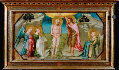 Kristusdopet med änglar (målning på duk) av Bicci di Lorenzo