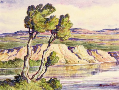 Kansas Creek (akvarell på papper) av Birger Sandzen