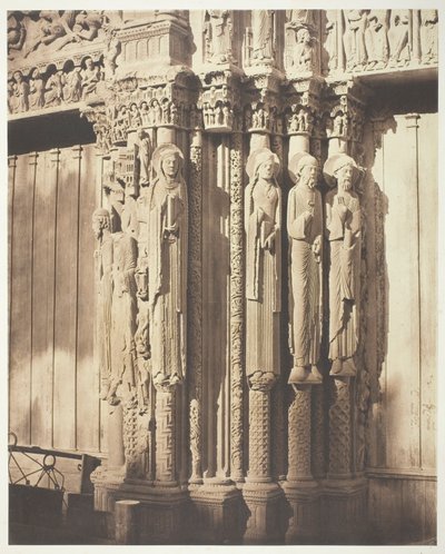Chartres-katedralen, västra fasaden; kungliga portalen, centrala viken av Bisson Frères