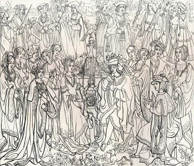 Giftermål mellan kung Ludvig XII av Frankrike och Mary Tudor, 1500-talet, 1849. av Bisson and Cottard