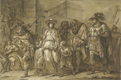 Julius Sabinus och Epponina fördes till fånga genom Rom med sina två barn av Blaise Nicolas Lesueur