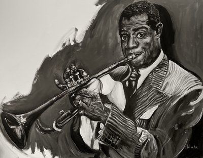 Louis Armstrong, c.2021 (Akryl på duk) av Blake Munch