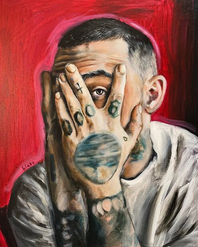 Mac Miller, ca 2020 (Akryl på duk) av Blake Munch