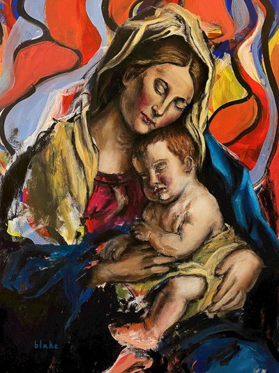 Madonna And Child, c.2020 (Akryl på duk) av Blake Munch
