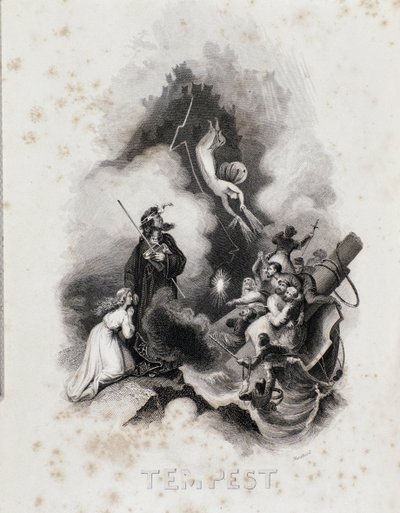 Blanchard gravyr för första akten av William Shakespeares Stormen (gravyr av Blanchard Blanchard