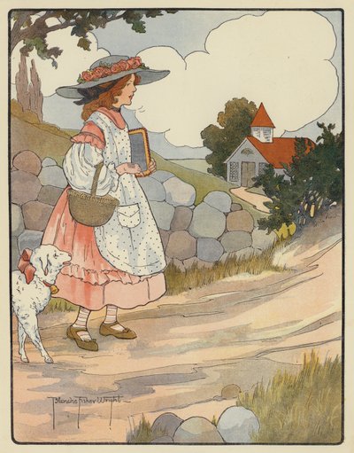 Marias lamm (färg litho) av Blanche Fisher Wright