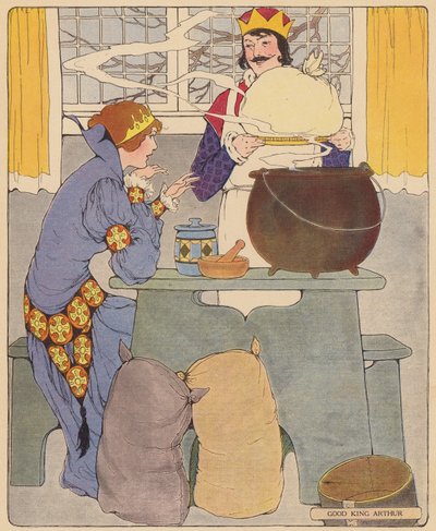 Barnkammarramsa: Den gode kung Arthur (färglitografi) av Blanche Fisher Wright