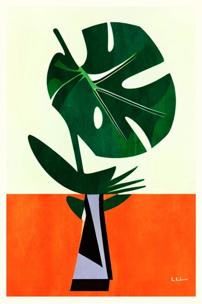 Monstera-blad i mid-century-stil av Bo Anderson