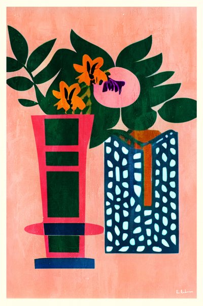 Färgglada vaser med botaniska motiv av Bo Anderson