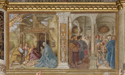 Central Aave, Fourth North Span, Tillbedjan av herdarna, Omskärelse, Boccaccio Boccaccino 1516-17 av Boccaccio Boccaccino