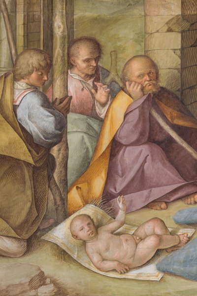 Centralskepp, fjärde nordspann, tillbedjan av herdarna, Boccaccio Boccaccino 1516-17, detalj av Boccaccio Boccaccino