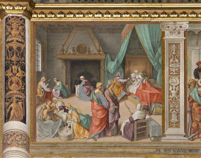 Centralskepp, andra nordspann, jungfruns födelse, Boccaccio Boccaccino 1514-15 av Boccaccio Boccaccino