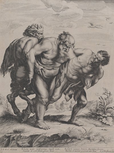 Den berusade Silenus, stödd av en Satyr och en Faun, 1625-5 av Boetius Adams Bolswert