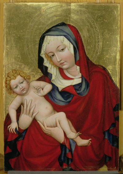 Jungfru och barn, ca 1400 (tempera och bladguld på panel) av Bohemian School