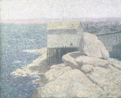 Chinese Fishing Village, Monterey Bay, Kalifornien (olja på duk) av Bolton Coit Brown
