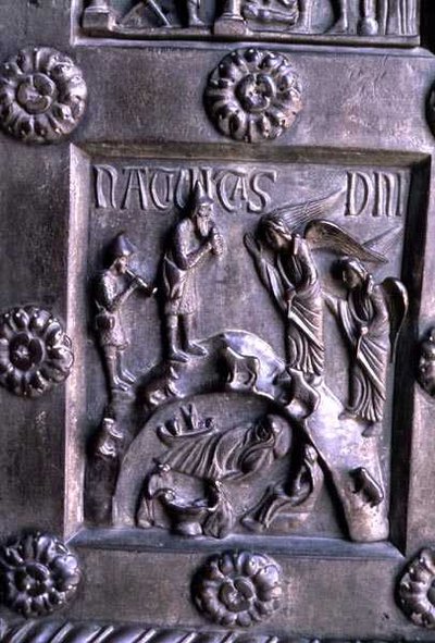Panel som föreställer födseln från Porta di S. Ranieri i södra tvärskeppet av Bonannus of Pisa