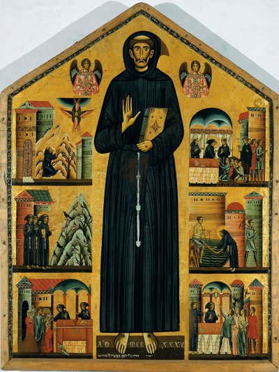 Sankt Francois av Assisis liv. (Målning på trä) 1235 av Bonaventura Berlinghieri