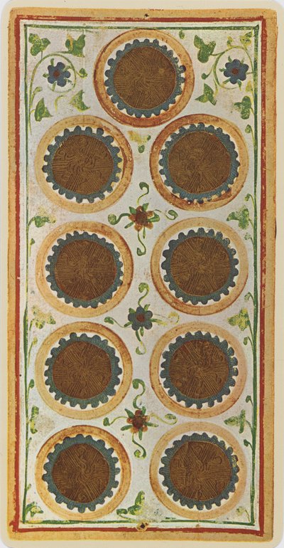 Myntens nio, faksimil av ett tarotkort från 