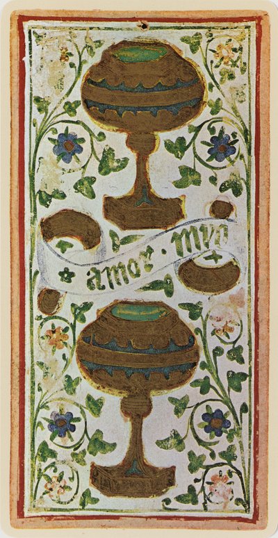 The Two of Cups, faksimil av ett tarotkort från 