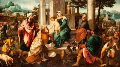 Tillbedjan av Magi av Bonifazio Veronese