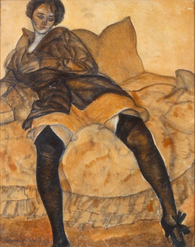 En sittande kvinna, ca. 1918 av Boris Dmitrievich Grigoriev