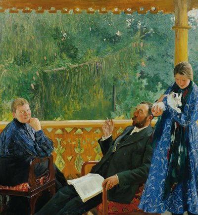 Familjeporträtt (Porträtt av familjen Polenow) av Boris Mikhailovich Kustodiev