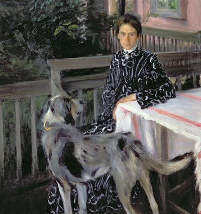 Porträtt av Yulia Yevstafievna Kustodieva (1880-1942), konstnärens fru, 1903 av Boris Mikhailovich Kustodiev