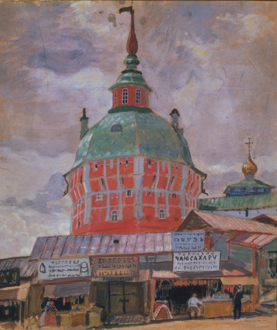 Röda tornet i Trinity Lavra av St. Sergius, 1912 av Boris Mikhailovich Kustodiev
