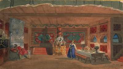 Scenografi för operan The Tsars Bride av N. Rimsky-Korsakov, 1920 av Boris Mikhailovich Kustodiev