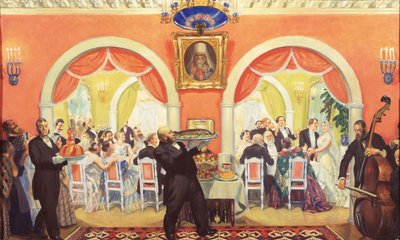 Bröllopsfesten, 1917 av Boris Mikhailovich Kustodiev