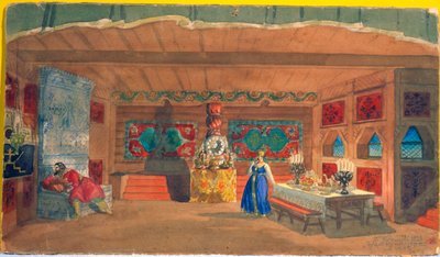 Scenografi för operan Tsarbruden av Nikolai Rimsky-Korsakov, 1920 av Boris Mikhailovich Kustodiev