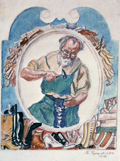 Skomakaren, 1918. av Boris Mikhailovich Kustodiev