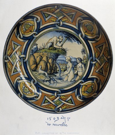Actéon överraskande Artemis (diane) au bain - i "" Samling av italienska fajanser från XV, XVI och XVIII-talen", designad av C. Delange och C. Borneman, red. Delange, Paris av Bornemann Bornemann